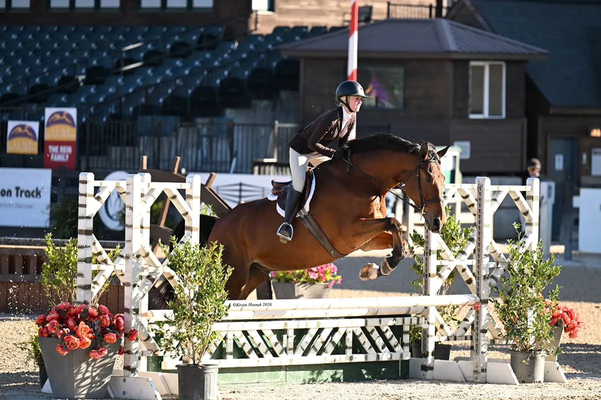 Horse and rider working at Charming Bay Farm